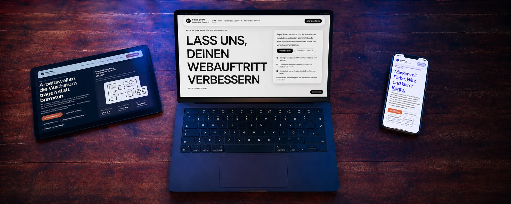 Mockup einer modernen Kodivo-Website als Hero-Showcase